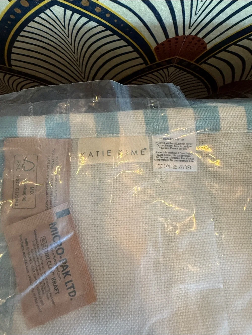 Katie Kime Blue Aqua Striped Placemats Set of 4 NWT Sealed Coastal Nautical